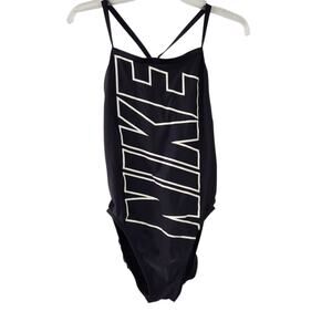 Nike Swim Women Size  12 One Piece Black Swimsuit Bathing Suit